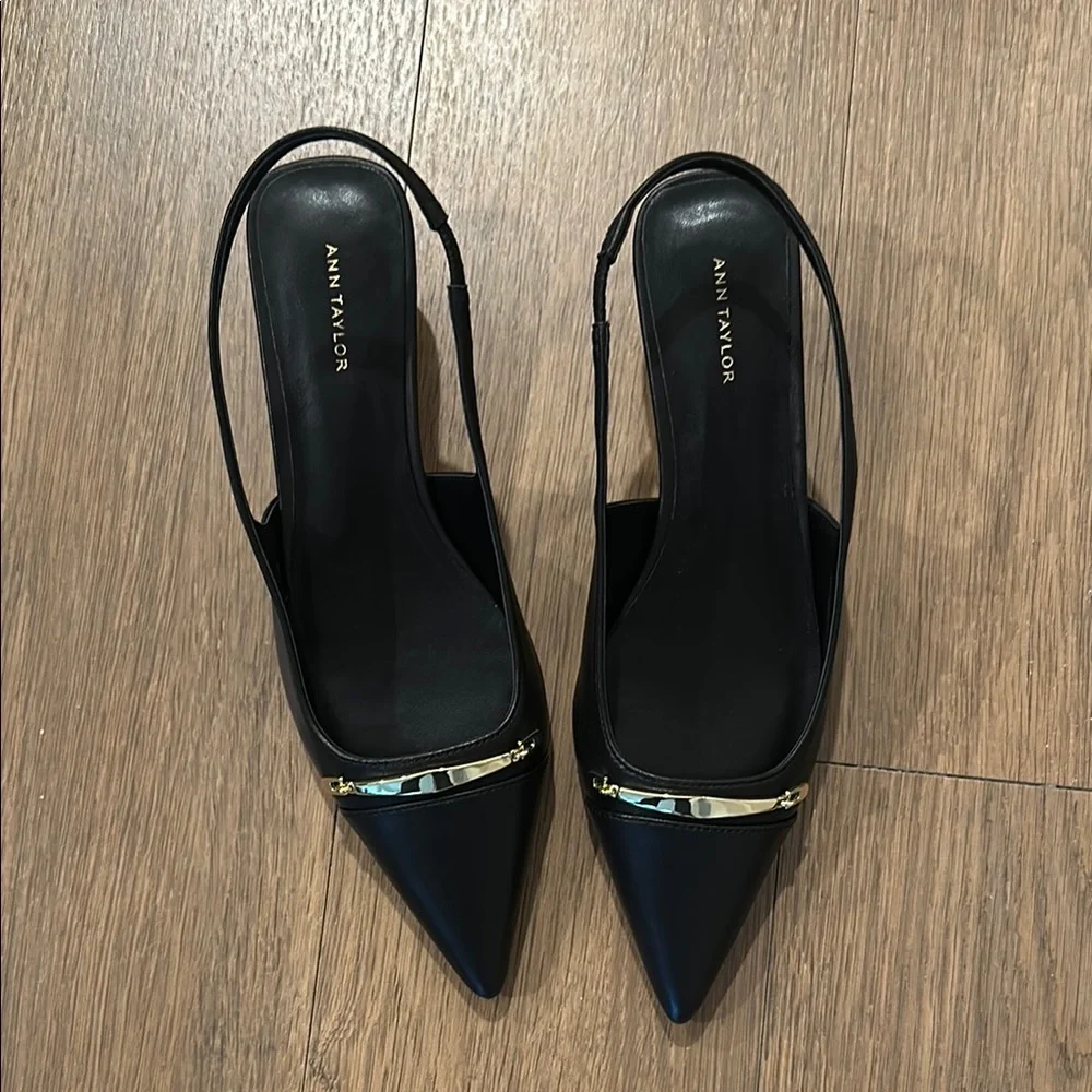 Zara Black Heels Slingback Shoes - Picture 3 of 5
